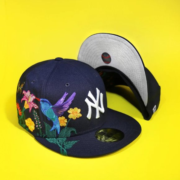New Era New York Yankees Blooming 59FIFTY Fitted Hat Cap Navy - Picture 3 of 6
